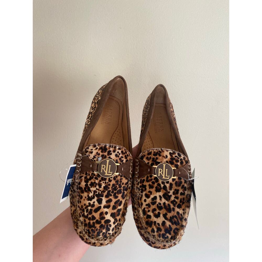 NWT Lauren Ralph Lauren Carley II Brown Leopard Print Calf Hair-On Loafers 7.5 B - Picture 4 of 9
